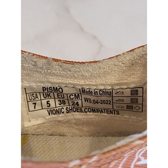 Vionic Pismo Lace-Up Shoes, Starfish Coral Print White Rubber Sole Beachy | 7 - Picture 10 of 12